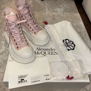 Alexander McQueen Blush Pink High-Top Sneakers